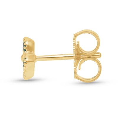 Emerald Clover Stud Earrings - YG