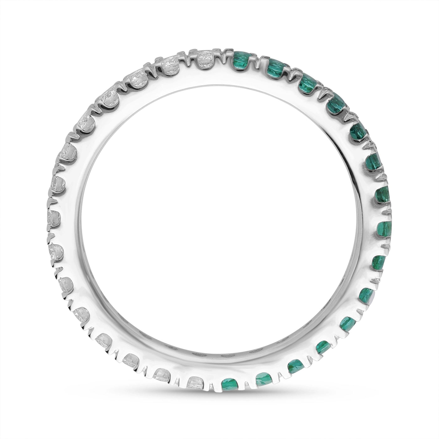 Emerald and Diamond Round Full Eternity band - WG - Belmont Sparkle