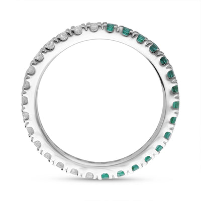 Emerald and Diamond Round Full Eternity band - WG - Belmont Sparkle