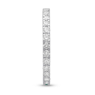 Emerald and Diamond Round Full Eternity band - WG - Belmont Sparkle