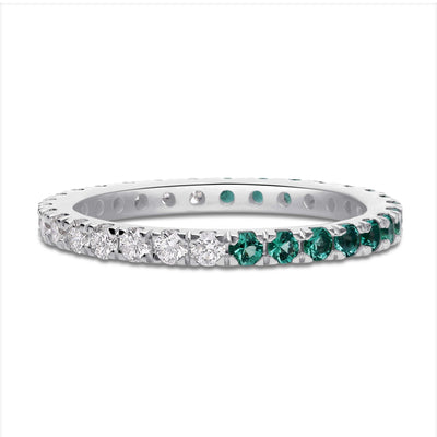Emerald and Diamond Round Full Eternity band - WG - Belmont Sparkle
