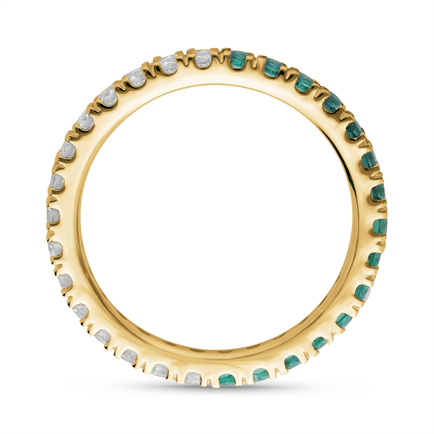Emerald and Diamond Round Full Eternity band - YG - Belmont Sparkle
