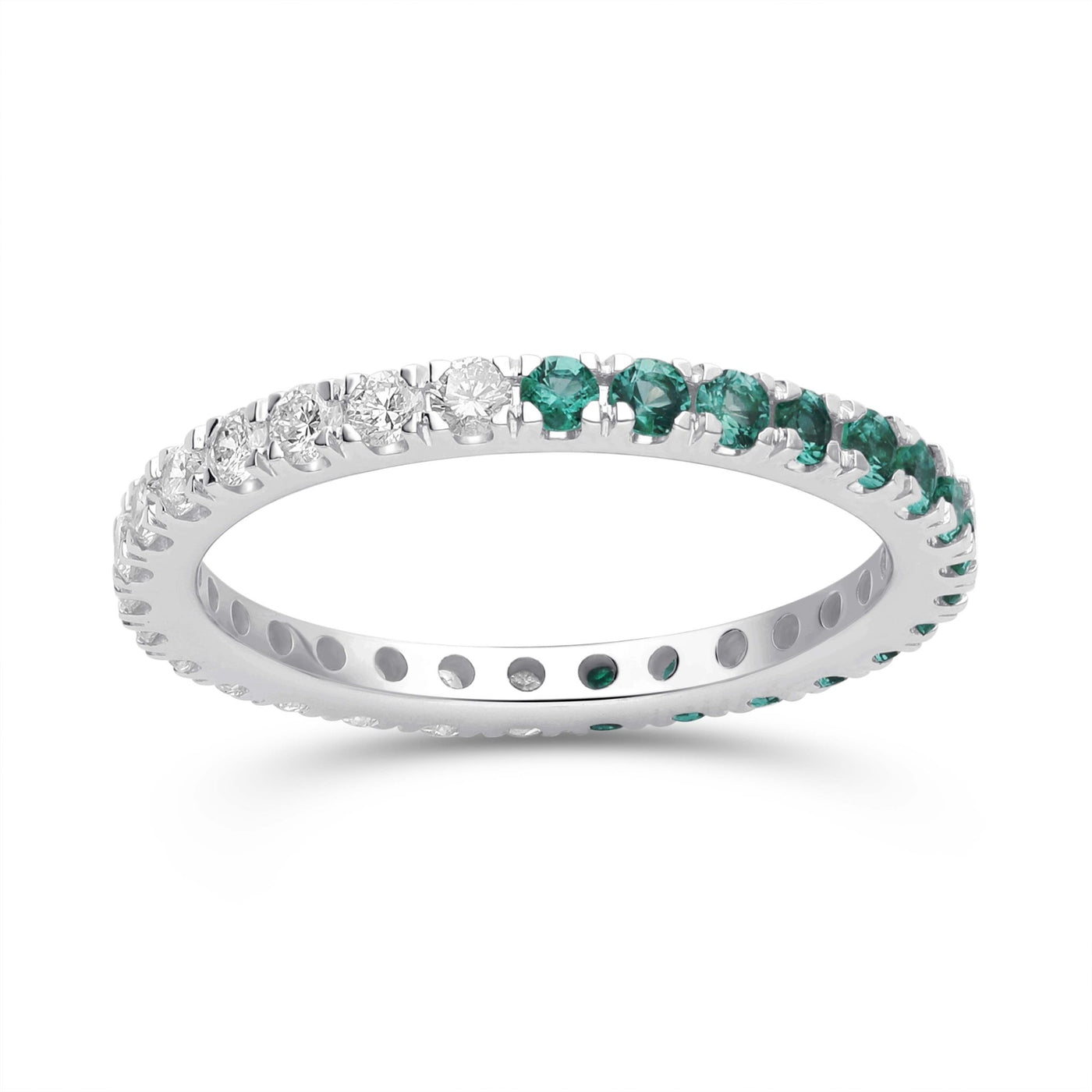 Emerald and Diamond Round Full Eternity band - YG - Belmont Sparkle