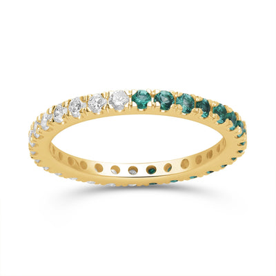 Emerald and Diamond Round Full Eternity band - YG - Belmont Sparkle