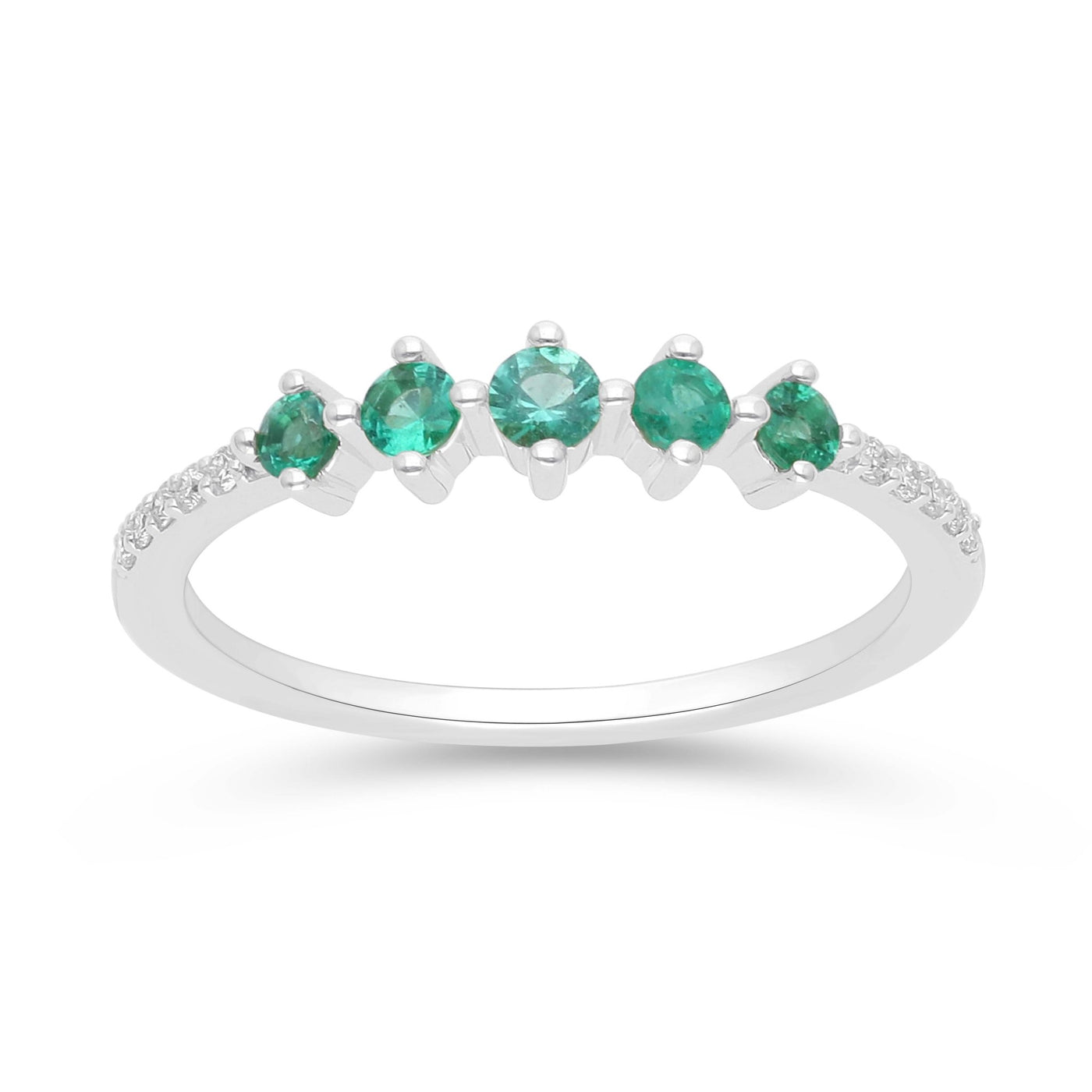 Emerald and Diamond Stackable Ring - WG - Belmont Sparkle