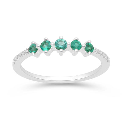 Emerald and Diamond Stackable Ring - WG - Belmont Sparkle