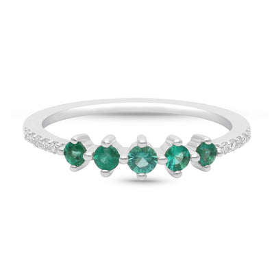 Emerald and Diamond Stackable Ring - WG - Belmont Sparkle