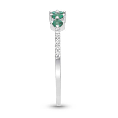 Emerald and Diamond Stackable Ring - WG - Belmont Sparkle