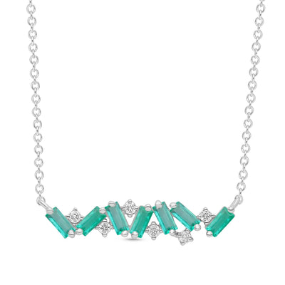 Emerald Baguette Artisan Necklace - WG - Belmont Sparkle