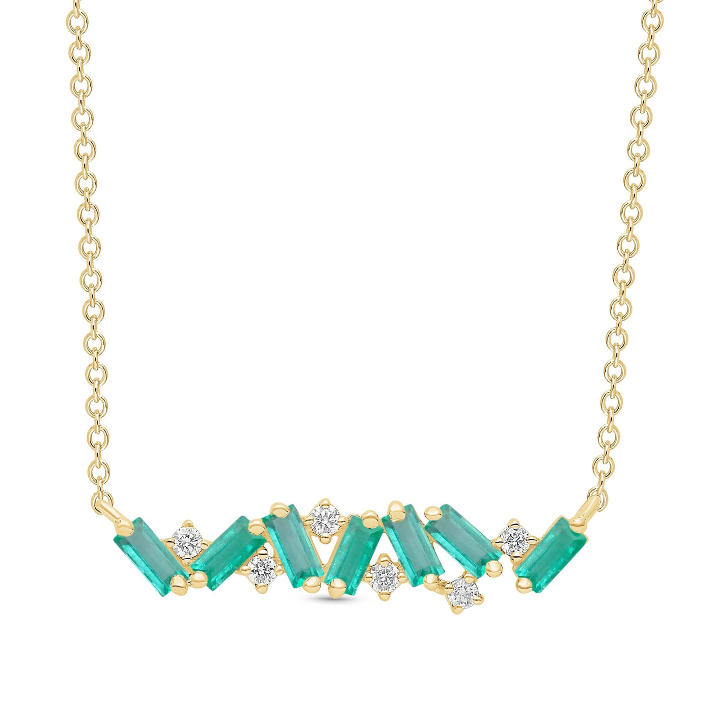 Emerald Baguette Artisan Necklace - WG - Belmont Sparkle