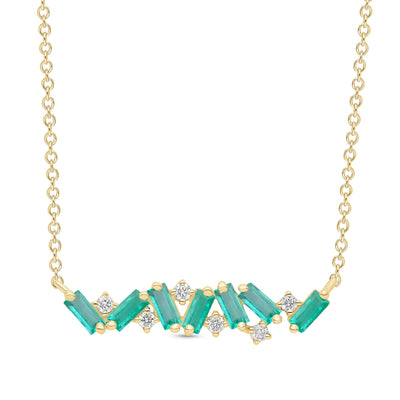 Emerald Baguette Artisan Necklace - WG - Belmont Sparkle