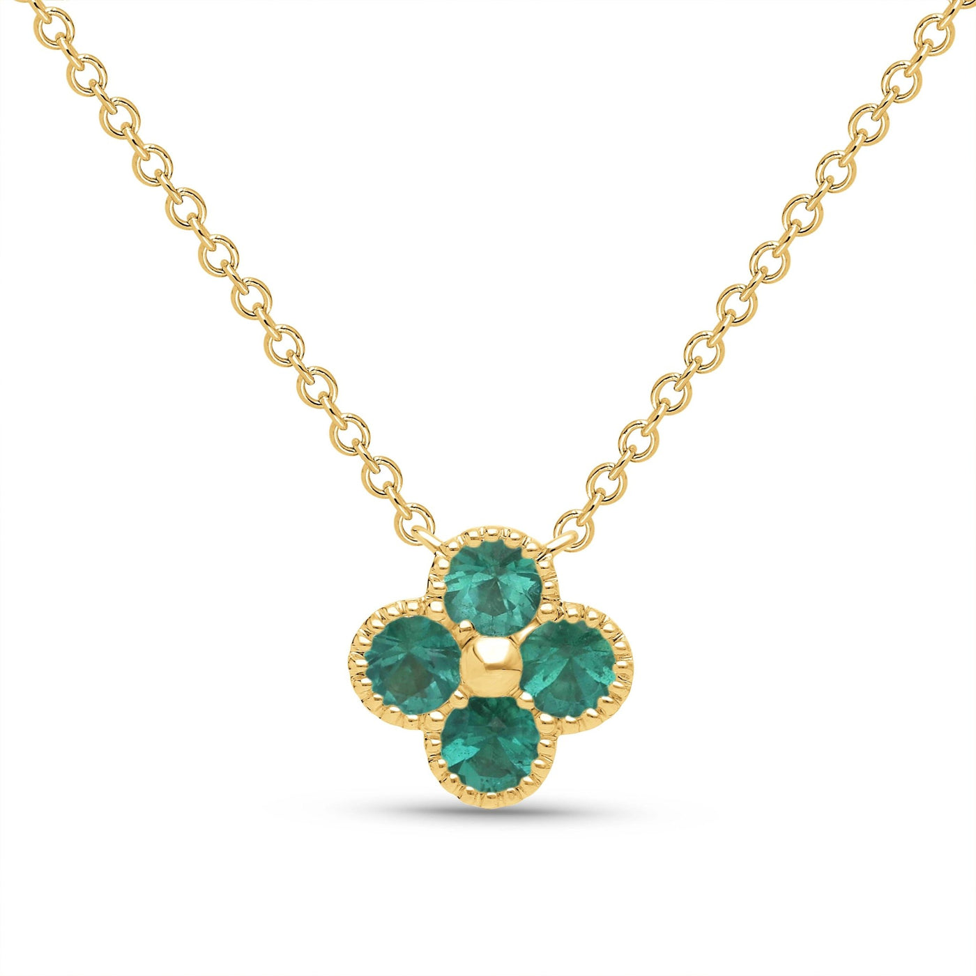 Emerald Clover Beaded Pendant - WG - Belmont Sparkle