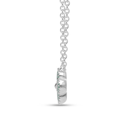 Emerald Clover Beaded Pendant - WG - Belmont Sparkle