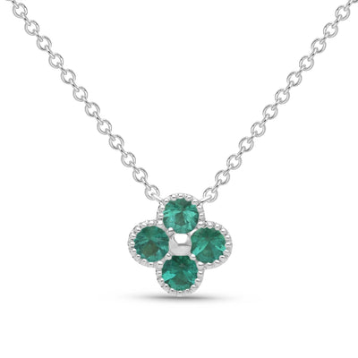 Emerald Clover Beaded Pendant - WG - Belmont Sparkle
