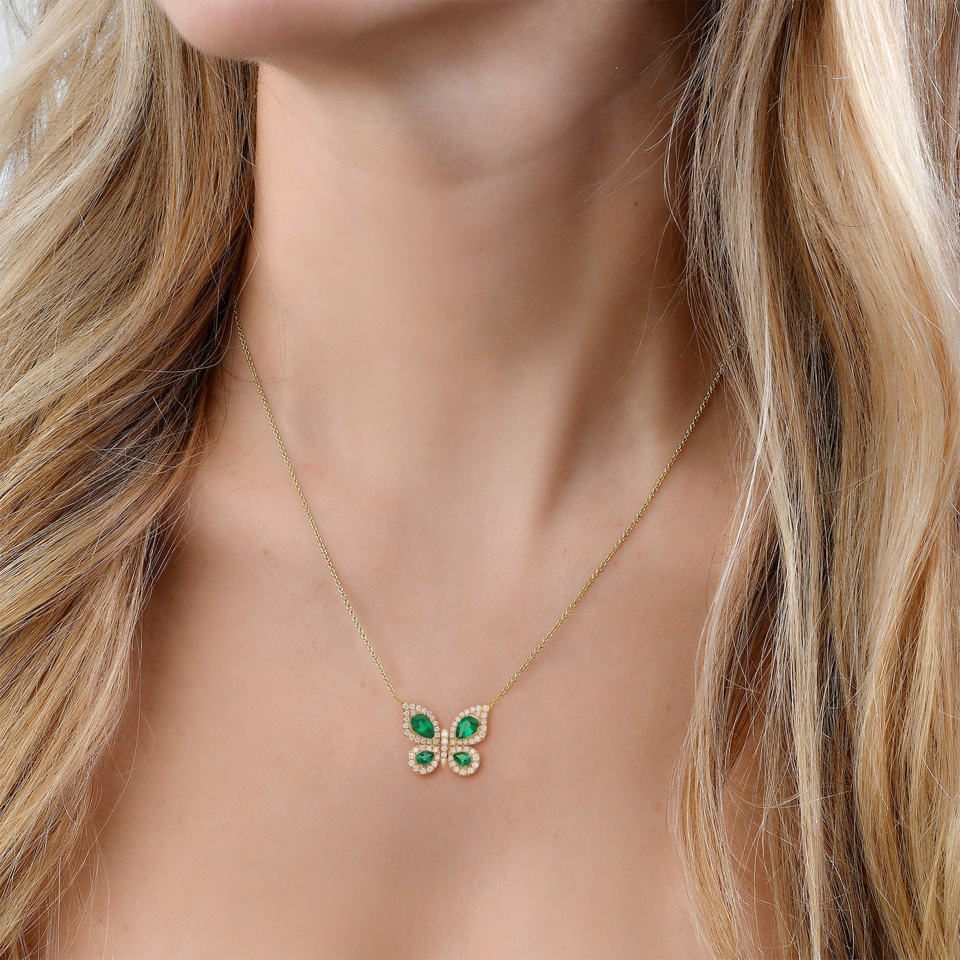 Emerald Flutter Necklace - YG - Belmont Sparkle