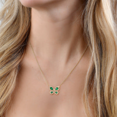 Emerald Flutter Necklace - YG - Belmont Sparkle
