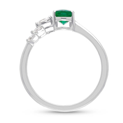 Emerald Oval and Marquise Petal Ring - WG - Belmont Sparkle
