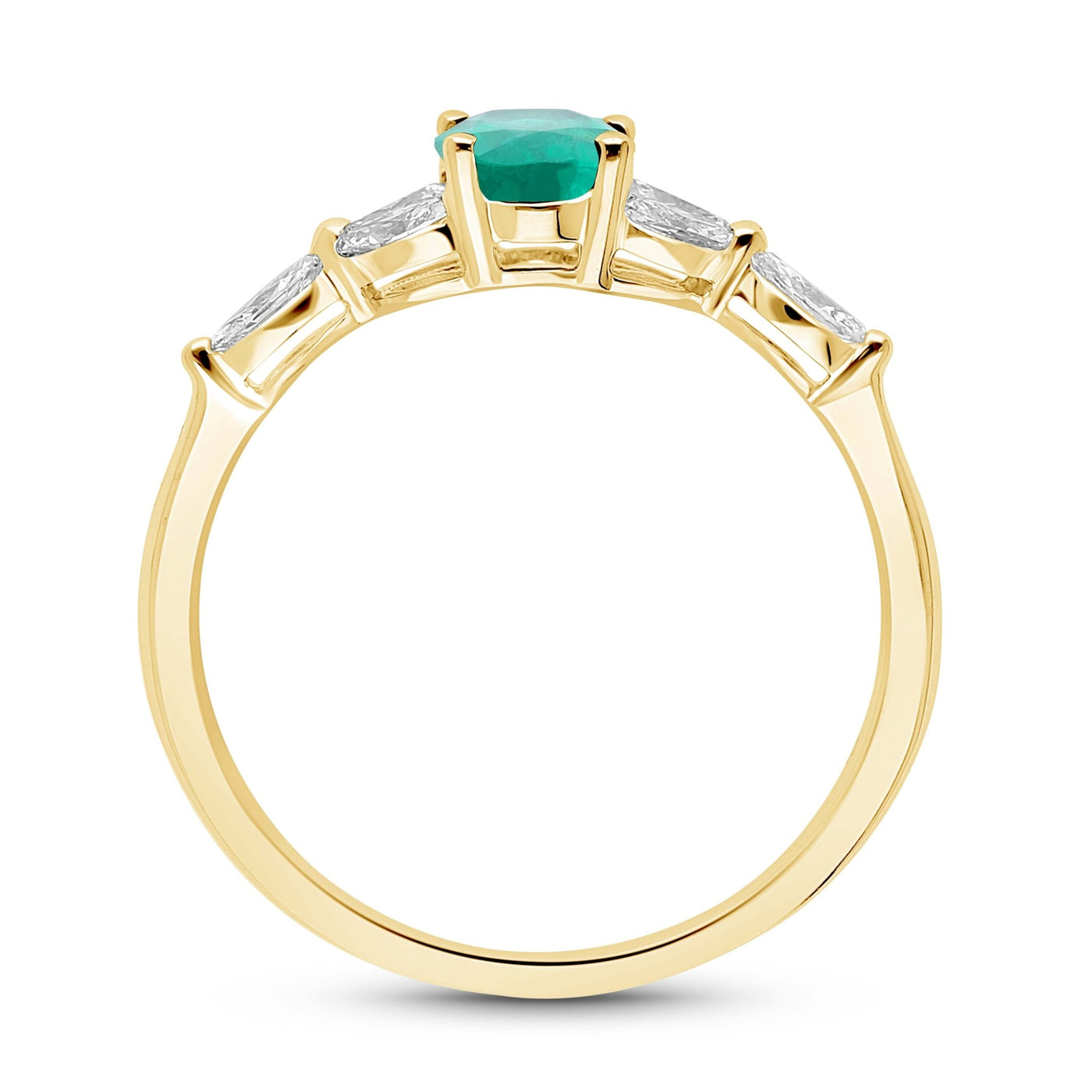 Emerald Oval Floral Ring - YG - Belmont Sparkle