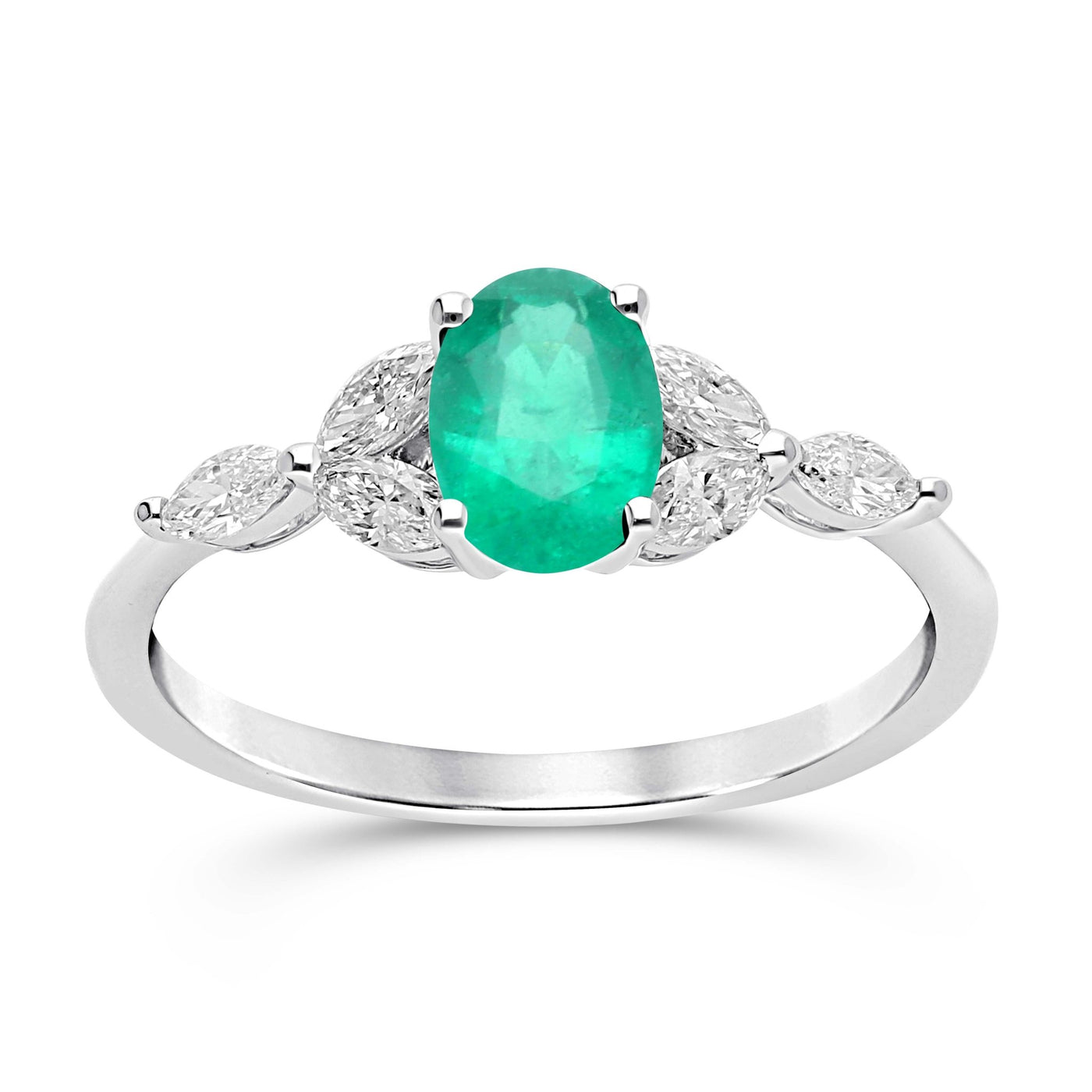 Emerald Oval Floral Ring - YG - Belmont Sparkle