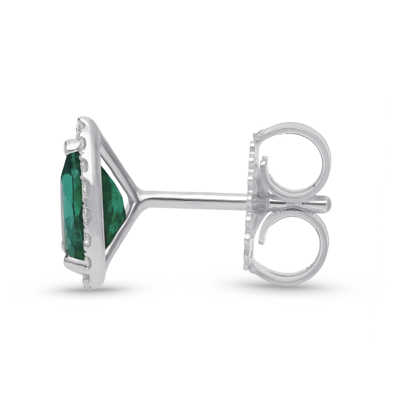 Emerald Pear Shape Halo Earrings - WG - Belmont Sparkle