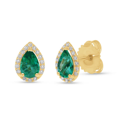 Emerald Pear Shape Halo Earrings - WG - Belmont Sparkle