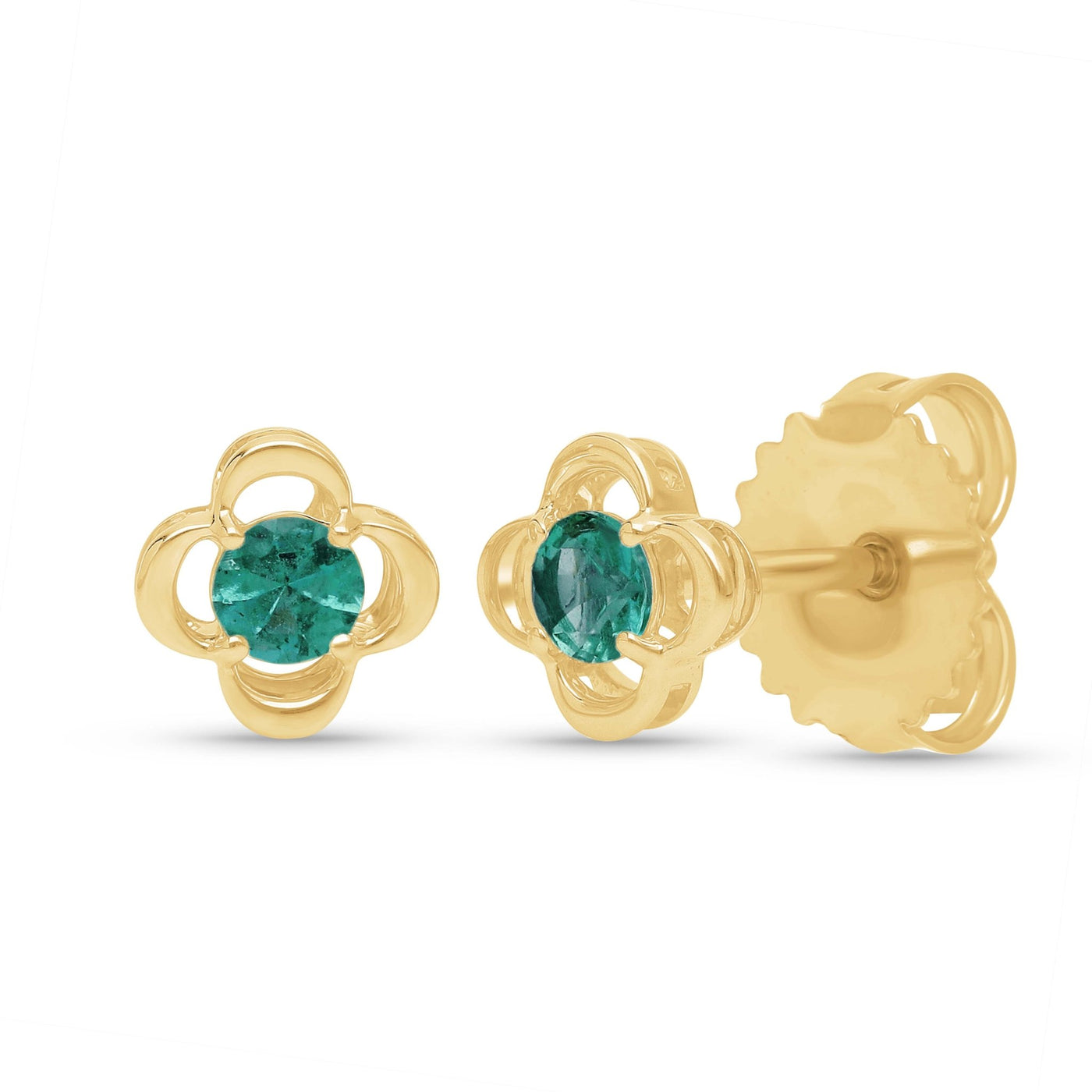 Emerald Round Floral Earrings - WG - Belmont Sparkle