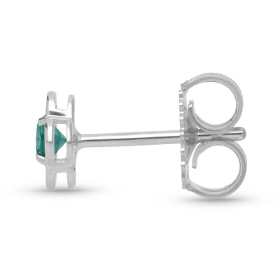 Emerald Round Floral Earrings - WG - Belmont Sparkle