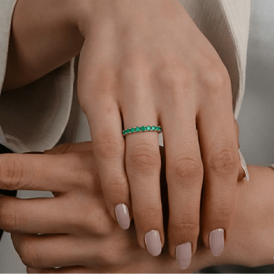 Emerald Round Half Eternity Band Ring - YG - Belmont Sparkle