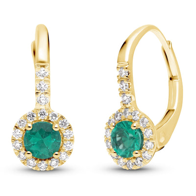 Emerald Round Leverback Earrings - WG - Belmont Sparkle