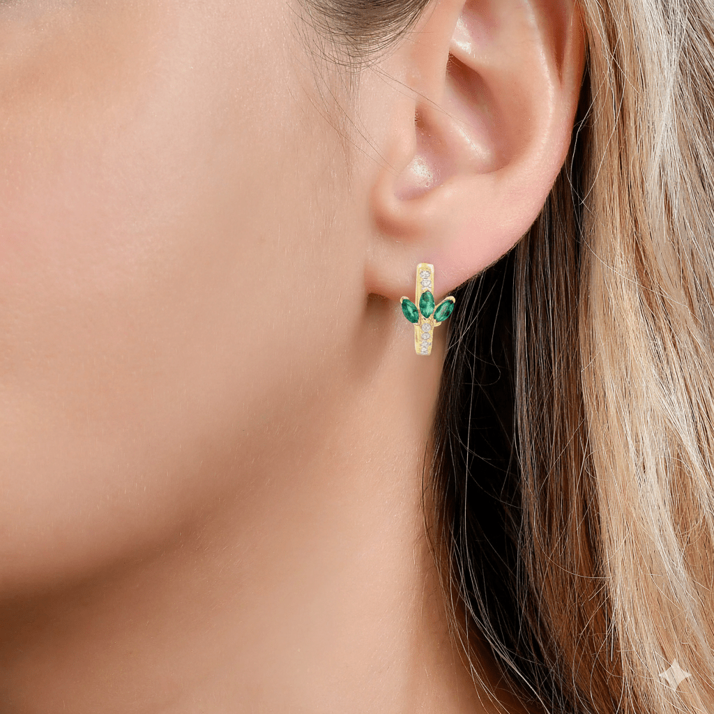 Emerald Trio Earrings - YG - Belmont Sparkle