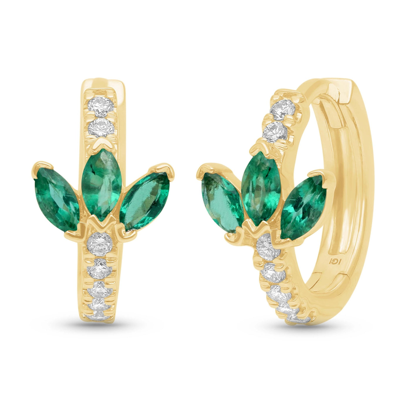 Emerald Trio Earrings - YG - Belmont Sparkle