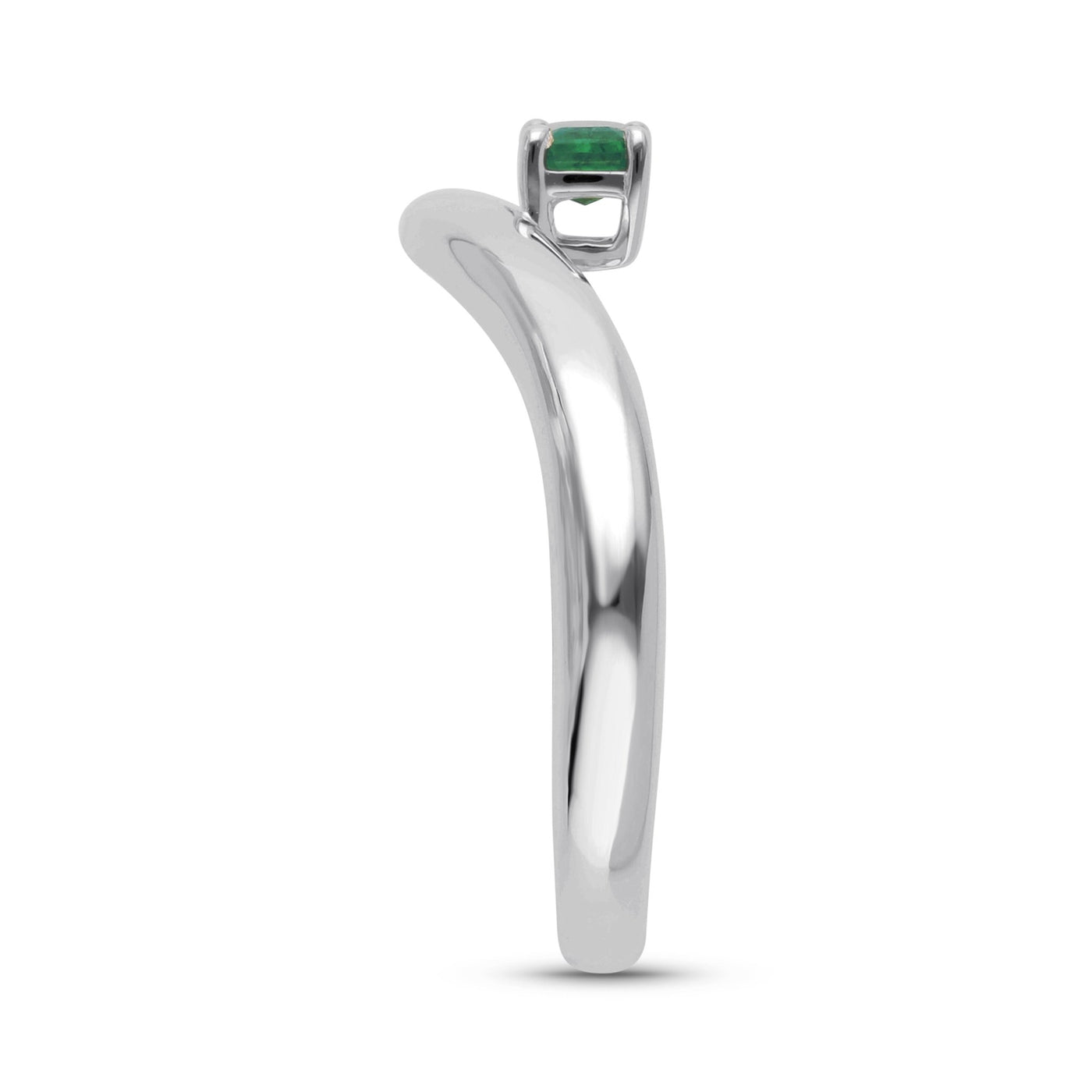 Floating Emerald Cut Emerald Ring - WG - Belmont Sparkle