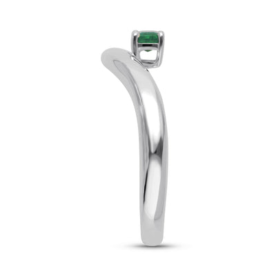 Floating Emerald Cut Emerald Ring - WG - Belmont Sparkle