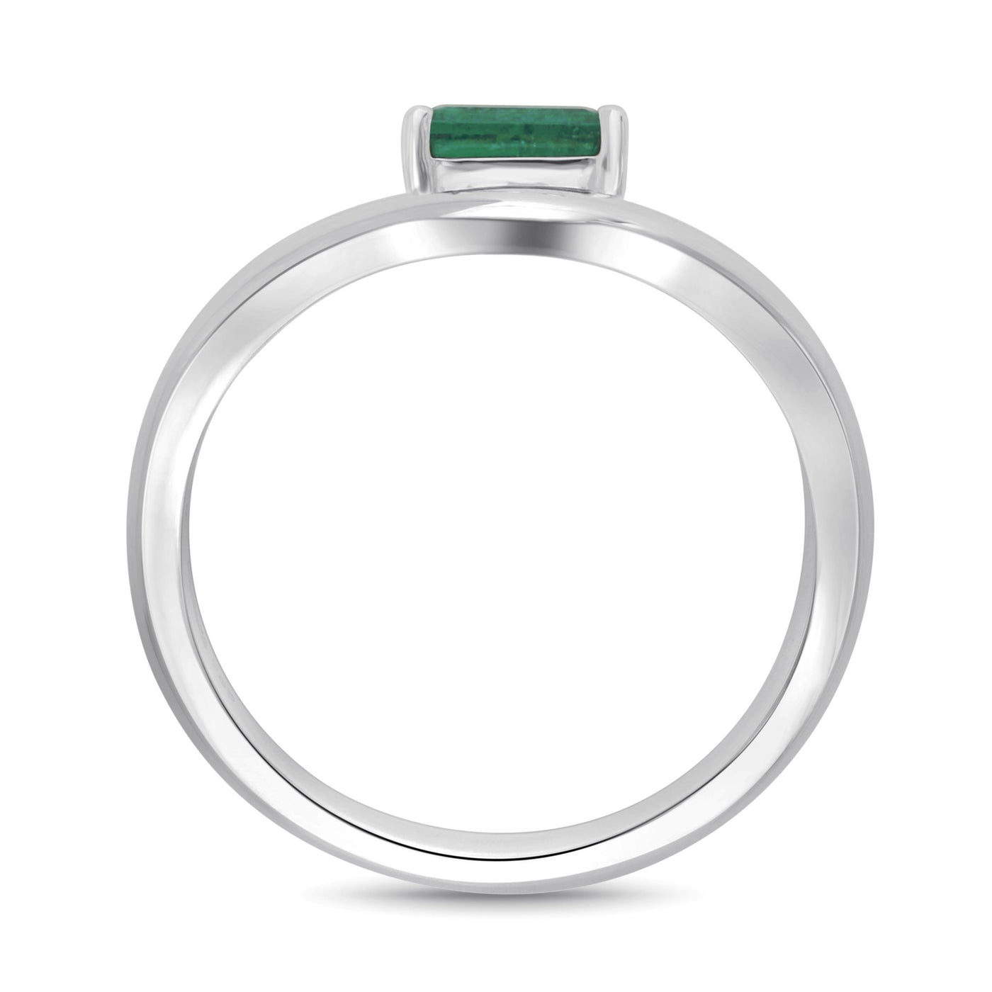 Floating Emerald Cut Emerald Ring - WG - Belmont Sparkle