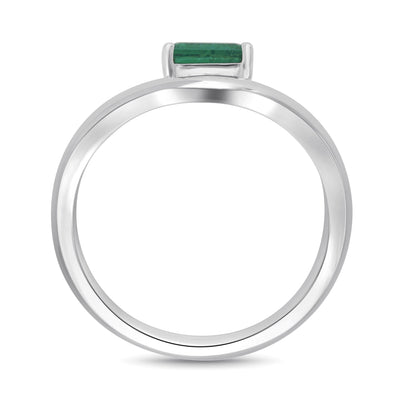 Floating Emerald Cut Emerald Ring - WG - Belmont Sparkle