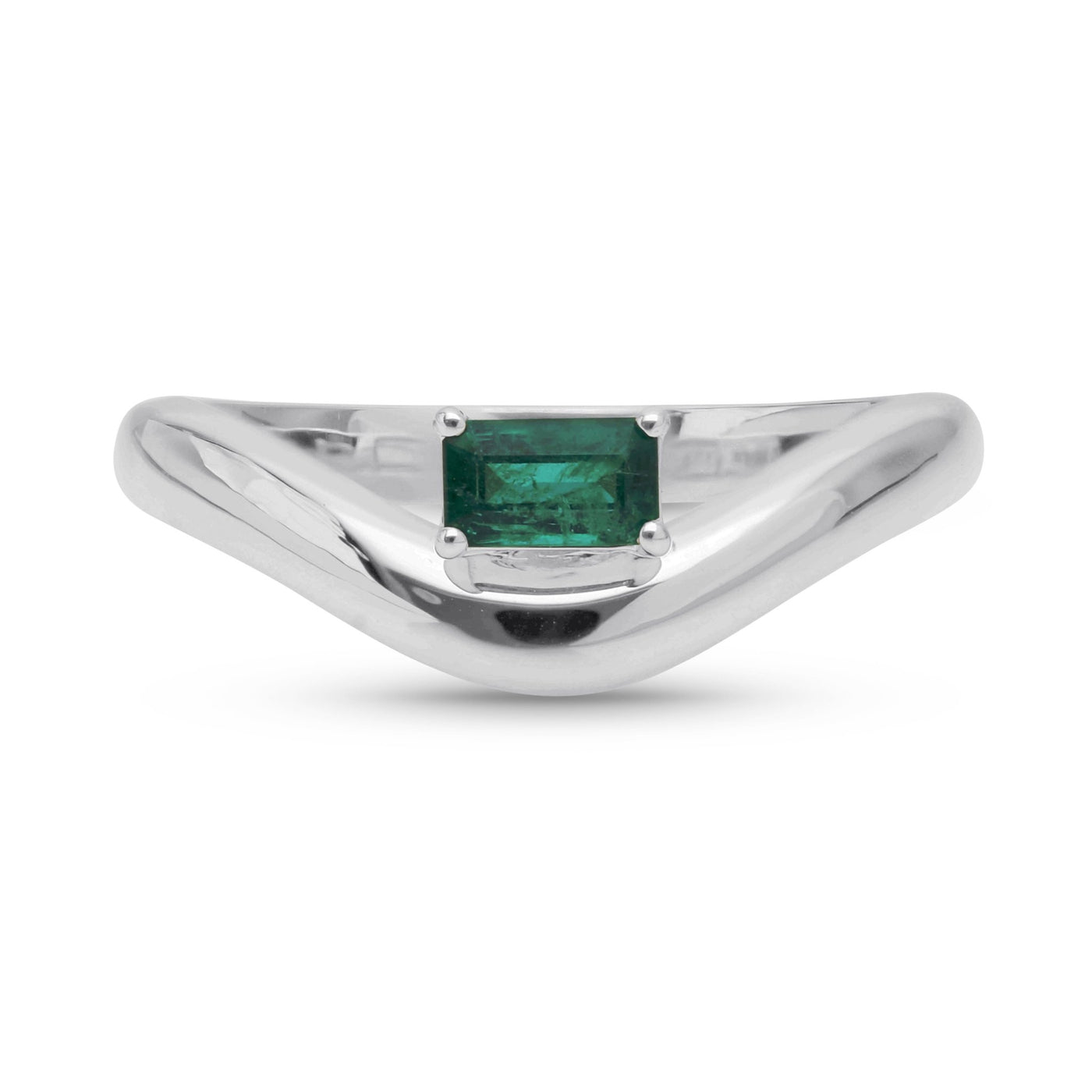 Floating Emerald Cut Emerald Ring - WG - Belmont Sparkle