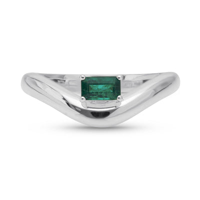 Floating Emerald Cut Emerald Ring - WG - Belmont Sparkle